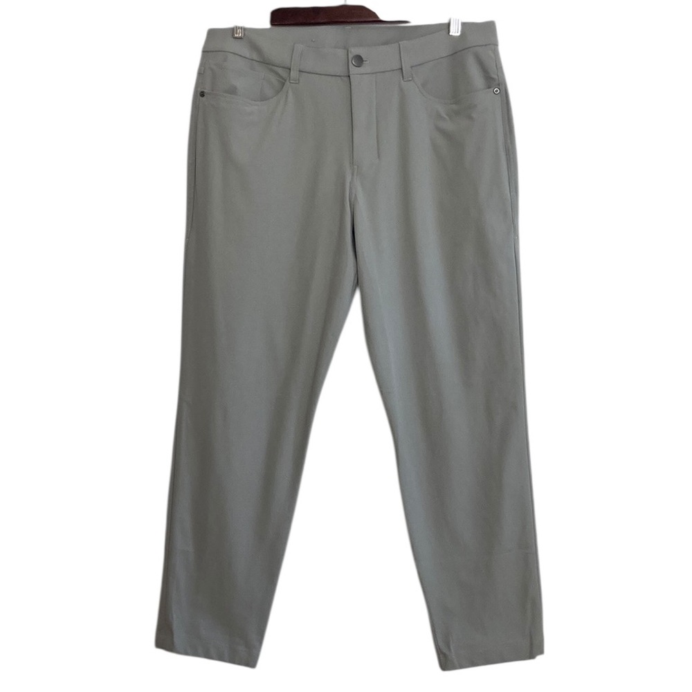 Lululemon ABC Pants Mens 34 x 27 Light Gray Slim Fit Warpstreme Stretch Golf
